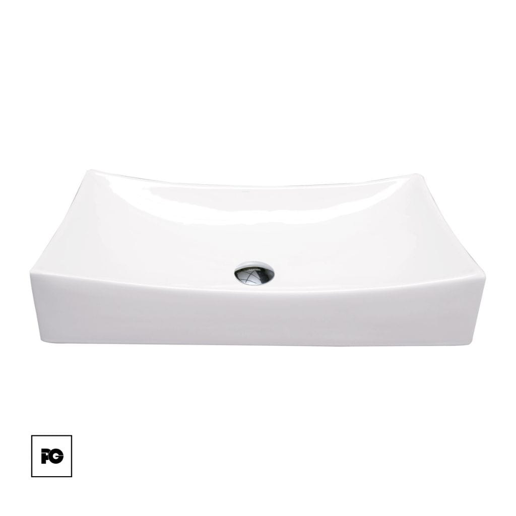 Lavabo de cerámica esmaltada color blanco, modelo Allos.