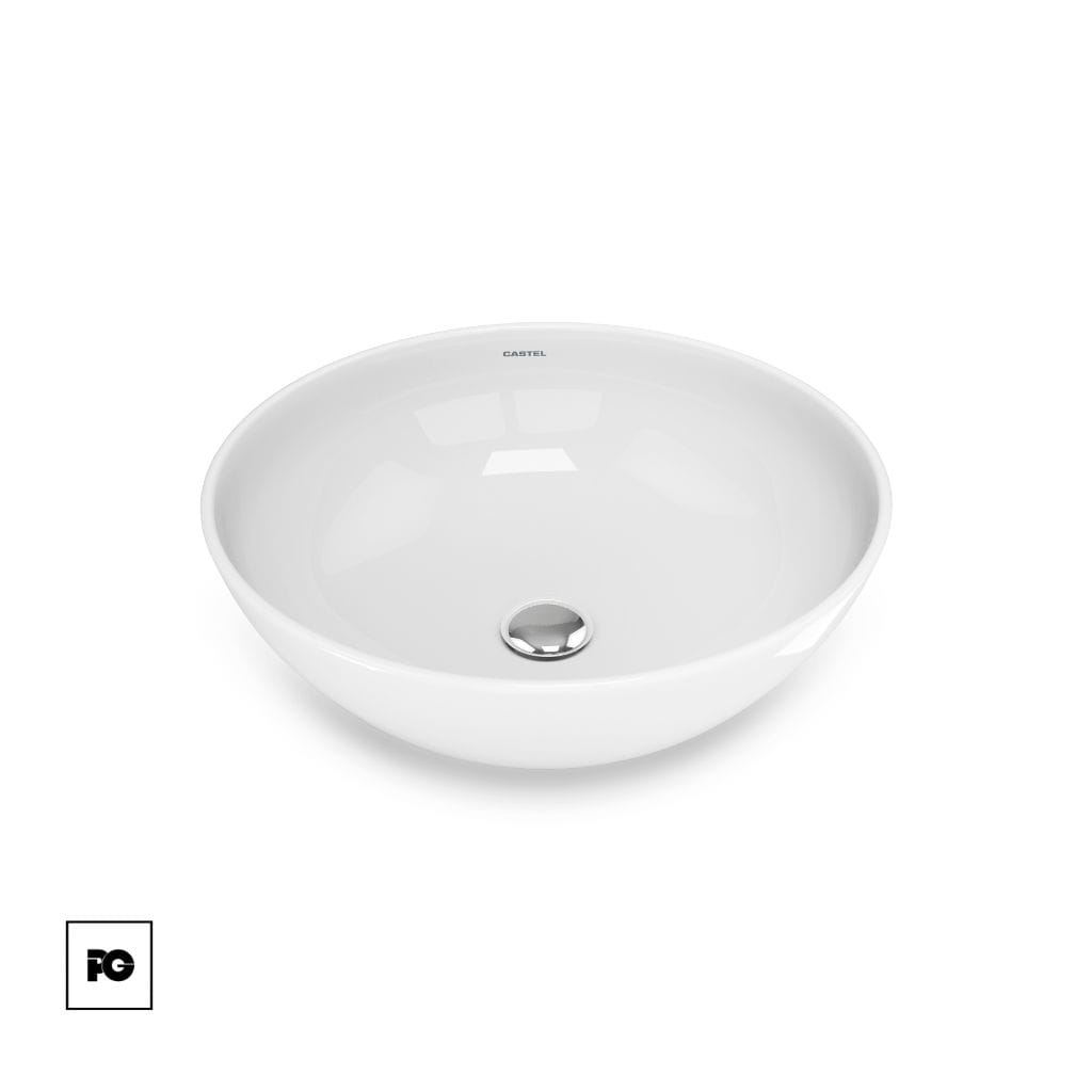 Lavabo de sobreponer sin rebosadero color blanco, modelo Constanza Pro.