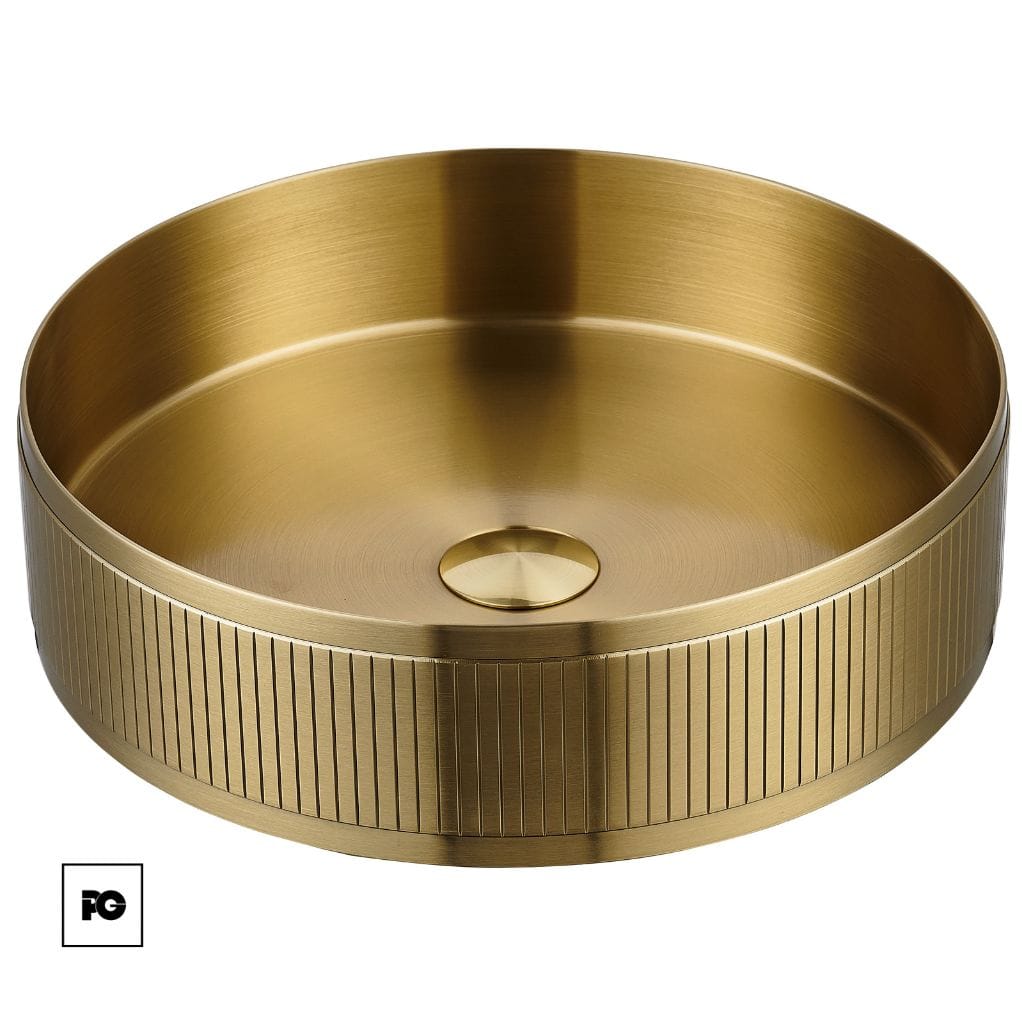 Lavabo de sobreponer color gold, modelo Iron.
