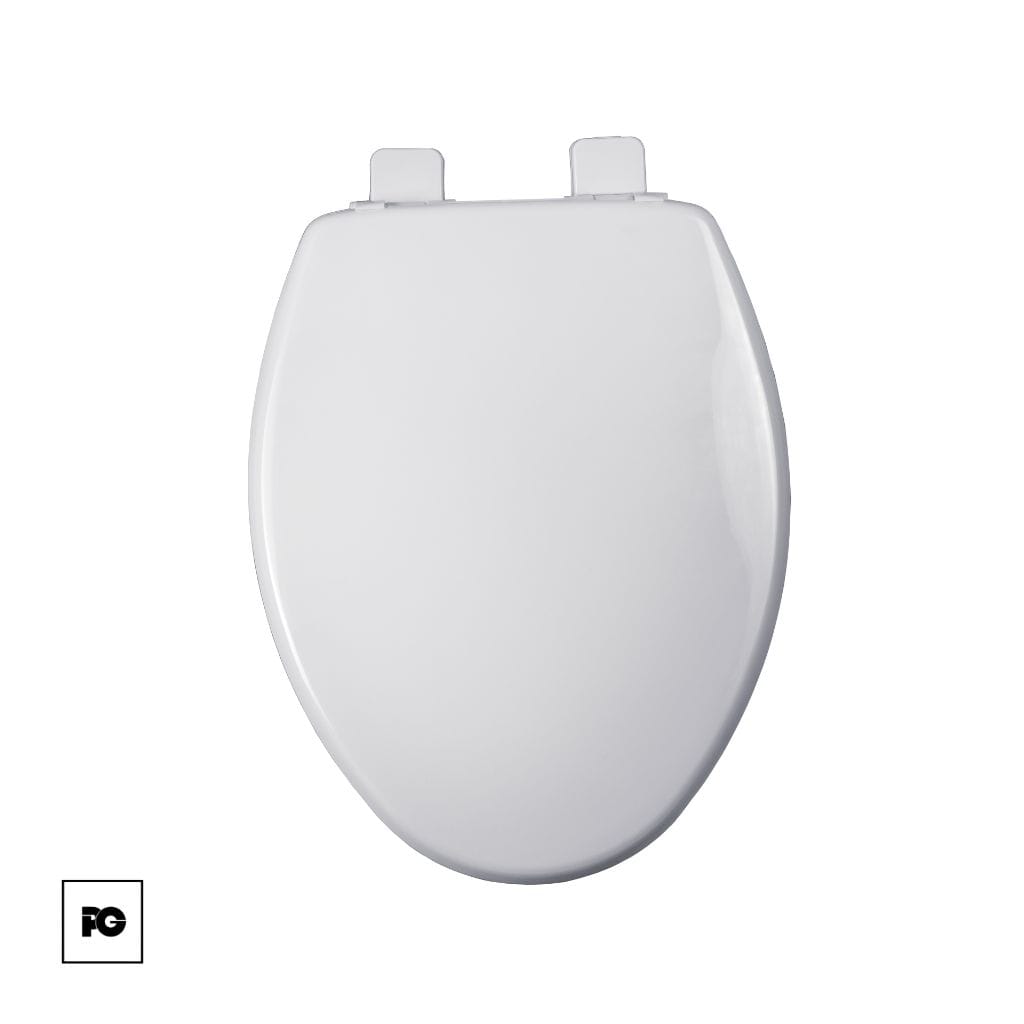 Asiento de plástico alargado con adaptador infantil, color blanco, frente cerrado con tapa. - Imagen 6